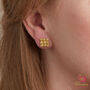 Filigree Square Detailed Stud Gold Plated Silver Earrings, thumbnail 2 of 9