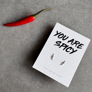 Chilli Stud Earrings – Sterling Silver “You Are Spicy” Gift For Her, 2 of 7