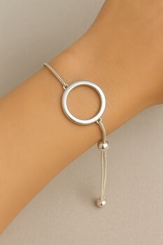 Sterling Silver Adjustable Hoop Bracelet, Gift For Her, 2 of 4
