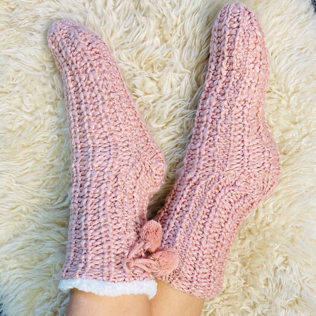 Personalised Chunky Knit With Gold Slipper Socks, 1 of 4