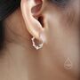 Sterling Silver Dainty Olive Leaf Hoop Earrings, thumbnail 2 of 10