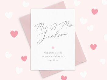 Mrs And Mrs Script Wedding Day Card, 3 of 3