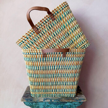 Colourful Reed Shopper Basket, 2 of 3