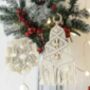 Handmade Christmas Tree Festive Decoration White Cotton And Wood, thumbnail 4 of 6