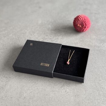 October Birthstone Pink Tourmaline Gold Plated Necklace, 8 of 12