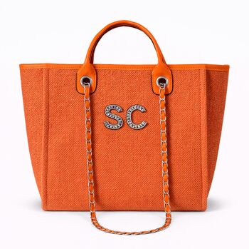 Personalised Coral Large Chain Tote Shoulder Bag, 6 of 8
