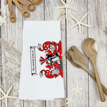 Tea Towel Personalised With Coat Of Arms In Full Colour, 4 of 7