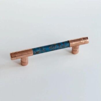 Verdigris Copper Patina T Shape Handle, Handmade Copper Pull, 2 of 4