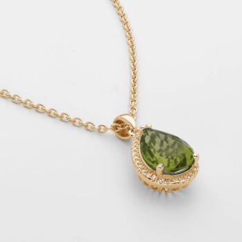 Peridot 18k Gold Plated Pear Drop Necklace, 3 of 5