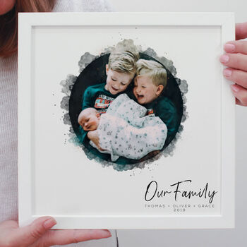 Personalised Family Watercolour Portrait Framed Print, 4 of 9