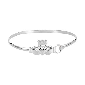 Sterling Silver Claddagh Bangle Bracelet, 2 of 4