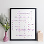 Personalised Family Names Print Crossword Gift, thumbnail 2 of 11