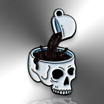 Small Skull Coffee Cup Halloween Enamel Pin Badge, 3 of 8