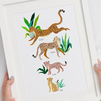 Personalised Cheetah Family Unframed Print, 2 of 9