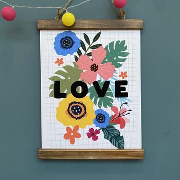 Love Print With Floral Background In A4 Or A3, 3 of 3