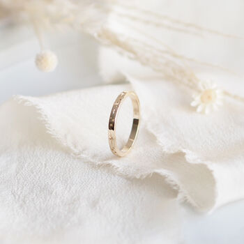 Star Engraved Ring Band In Solid Gold, 6 of 7