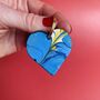 Personalised Colourful Marbled Leather Heart Keyring, thumbnail 8 of 9