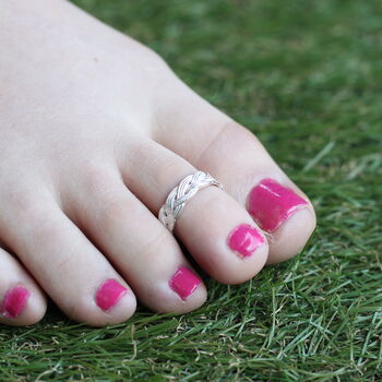 Sterling Silver Braided Twist Band Toe Ring, 2 of 7