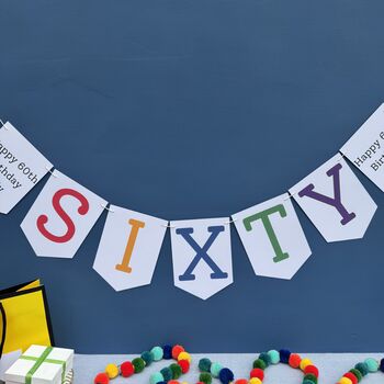 Personalised Sixty Birthday Banner : 60th Birthday Party Decoration, 3 of 7