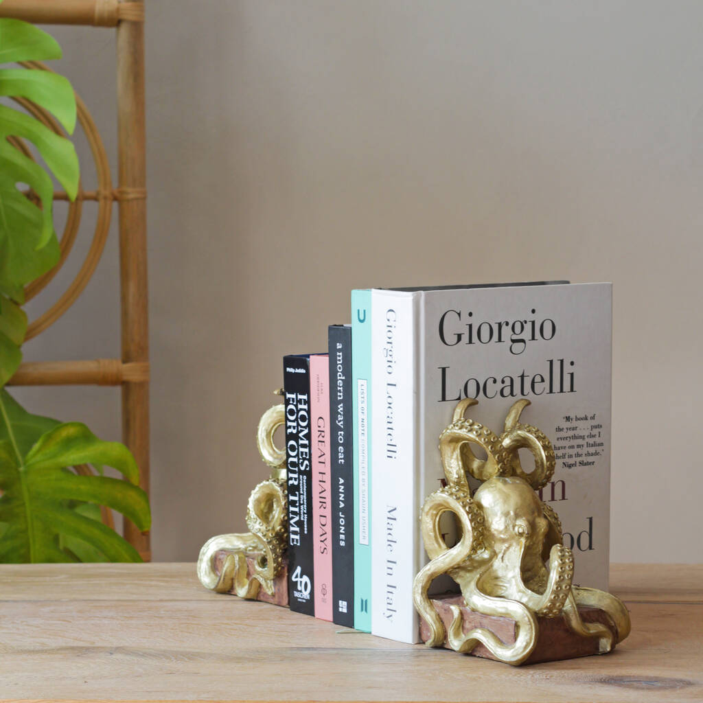 Octopus Bookends In Gold And Silver, 1 of 7