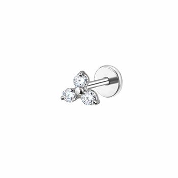 Triple Crystal Mini Flat Back Earring, 2 of 5