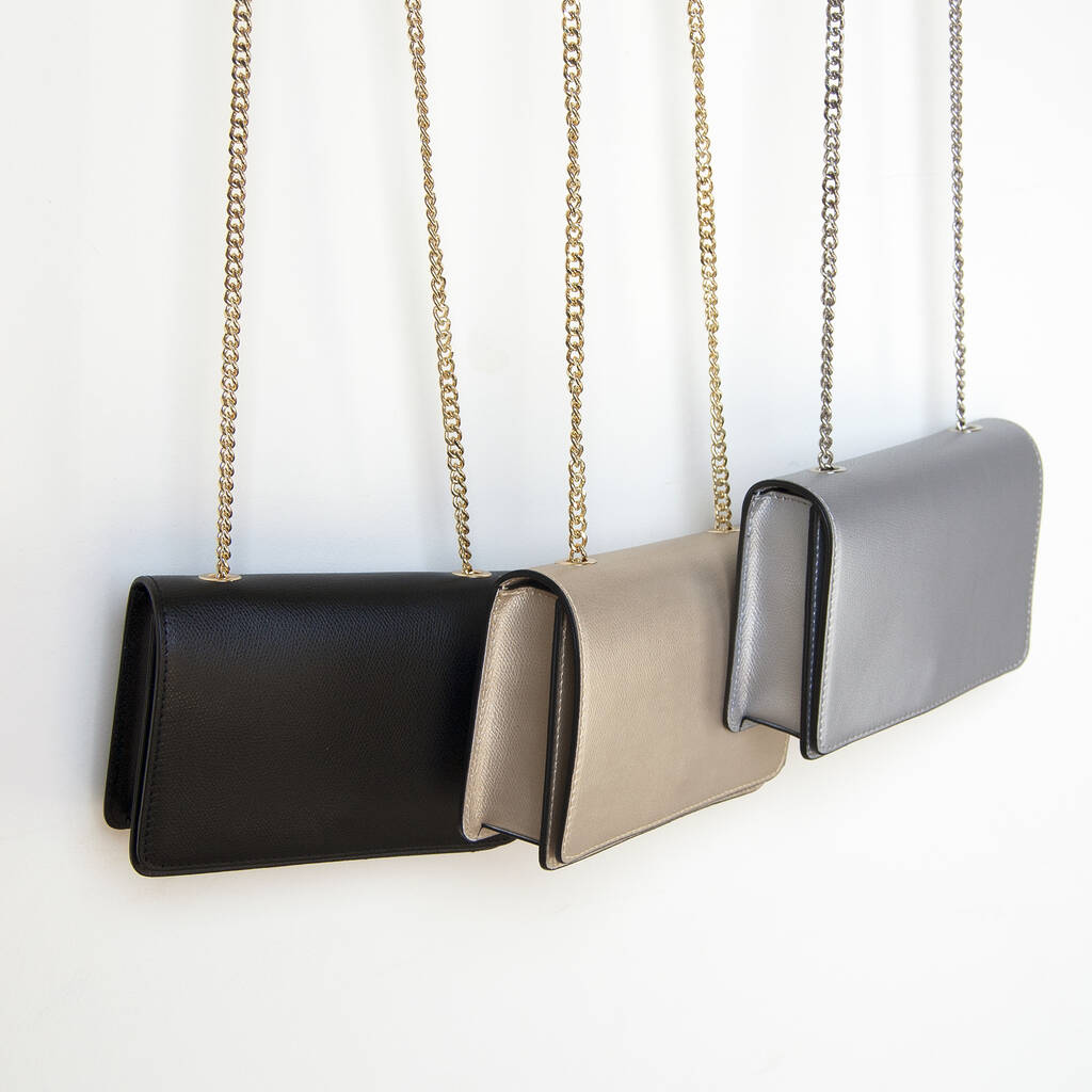 Elegant Leather Evening Bag With Chain Strap By Grace & Valour