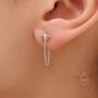 Sterling Silver Starburst Dangle Chain Stud Earrings, thumbnail 7 of 12
