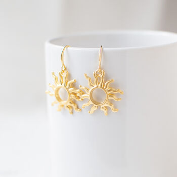 Gold Plated Sun Dangle Earrings, 5 of 9