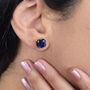 Sapphire September Birthstone Gold Plated Stud Earrings, thumbnail 4 of 4