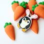 Pengbunny Enamel Penguin Pin Badge With Bunny Ears, thumbnail 1 of 12