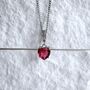 Heart Red Stone Necklace Gift Tiny Heart 925, thumbnail 1 of 8