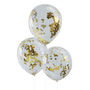 Pack Of Five Gold Confetti Filled Clear Party Balloons, thumbnail 2 of 3