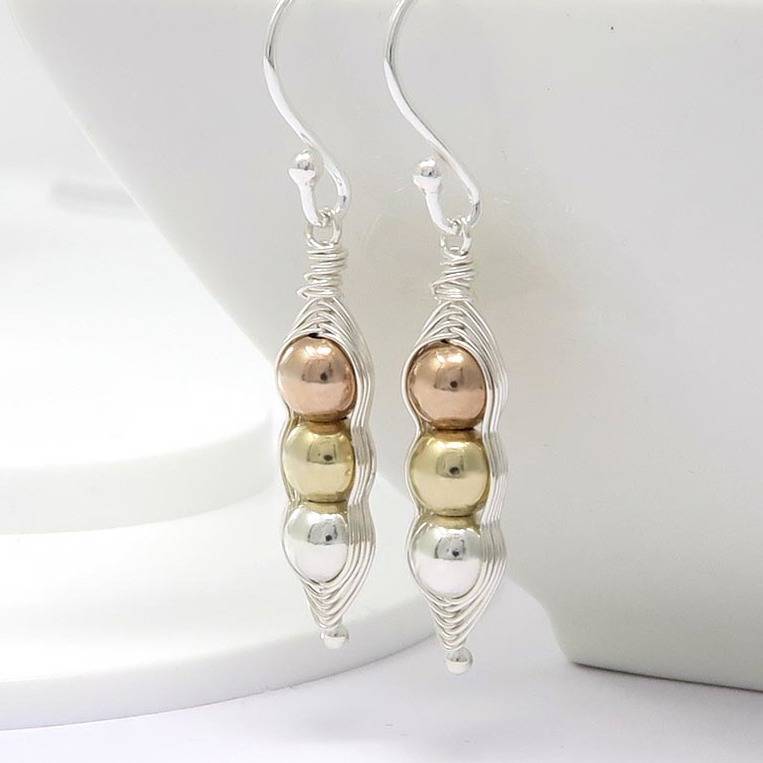 peapod earrings mixed metal by wished for