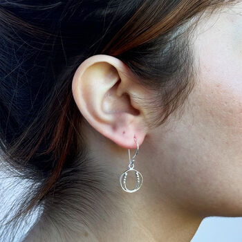 Sterling Silver Hook Horseshoe Dangle Design Earrings With Circle Frame, 2 of 5
