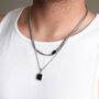 Silver Onyx Necklace Set For Men Chain And Pendant, thumbnail 1 of 11