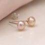 Sterling Silver Pink Freshwater Pearl Stud Earrings, thumbnail 1 of 10