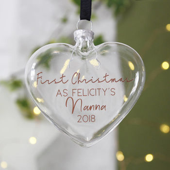 First Christmas As Nanna And Grandad Glass Bauble, 3 of 4