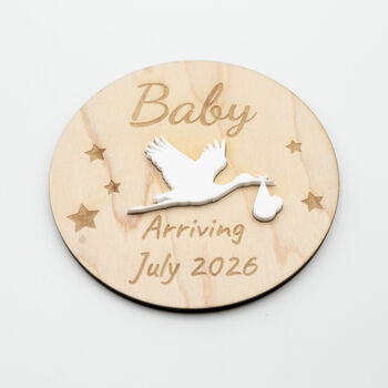 Modern Maple Acrylic Pregnancy Announcement Stork Sign, 12 of 12