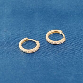 Gold Pave Huggie Hoops, Cz Stone Hoop Earrings, Small Huggie Hoops, 3 of 7