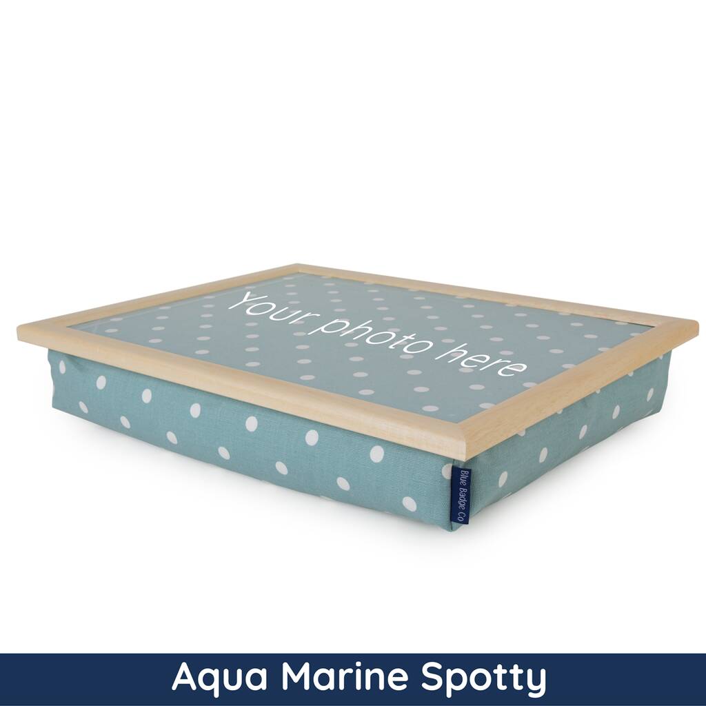 Personalised Bean Bag Cushion Spotty Fabric Lap Tray By Blue Badge Co