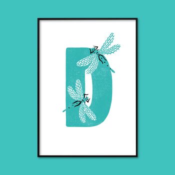 D For Dragonfly Children's Initial Print, 3 of 3