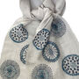 Hand Embroidered 100% Linen Scarf In Light Grey And Blue, thumbnail 5 of 5