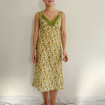 Lacey Nightie In Green Magnolia Print, 3 of 5