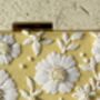 Golden Sunset | Yellow And White Floral Embroidery Clutch, thumbnail 6 of 9