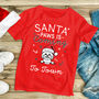 Personalised Santa Paws Pet Dog Breed Christmas Red T Shirt, thumbnail 1 of 3