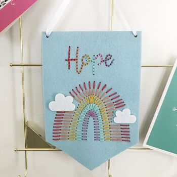 Hope Rainbow Banner Embroidery Sewing Kit, 2 of 5