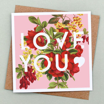 Love You Floral Valentine's Card, 2 of 2