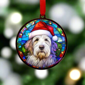 Bearded Collie In Santa Hat Suncatcher Decoration, 2 of 6