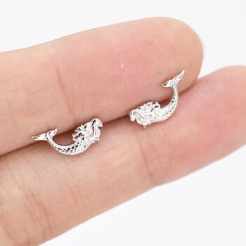 Mermaid Stud Earrings In Sterling Silver, 4 of 11