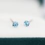 Sterling Silver March Birthstone Aquamarine Blue Cz Stud Earrings, thumbnail 2 of 12